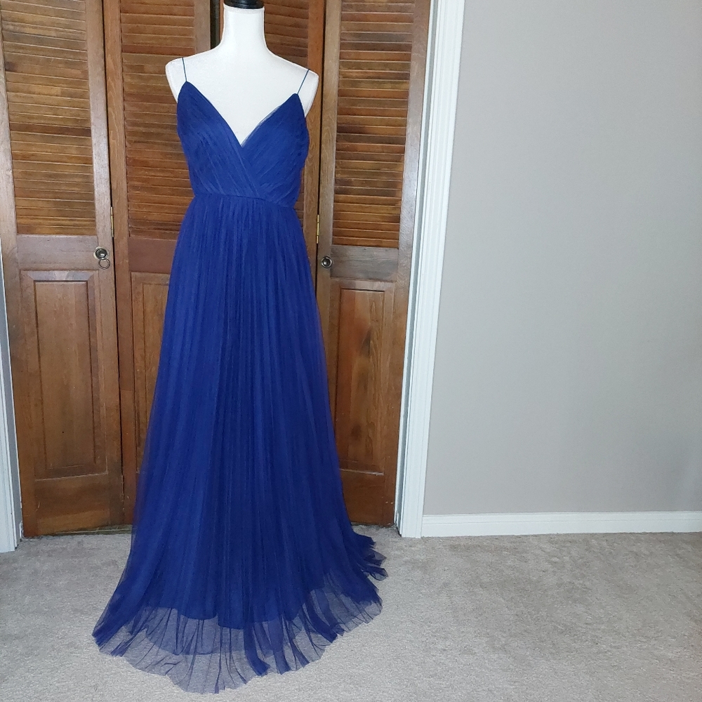 ASOS Cami Pleated Navy Tulle Maxi Dress Sz 6